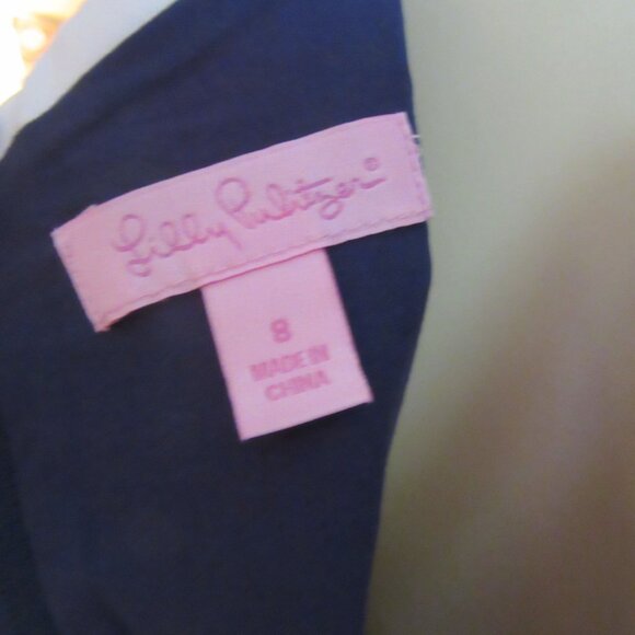 Lilly Pulitzer Multi Colored Cotton Sheath Dress w Navy Background in Sz 8 - Picture 7 of 7